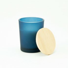 Kaarsje met houten deksel blauw