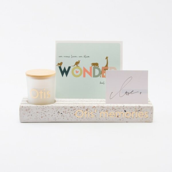 Memory houder terrazzo stone white