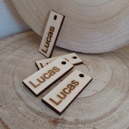 Mini houten rechthoekige labeltjes