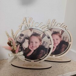 Hoop 20cm met tekst boven foto