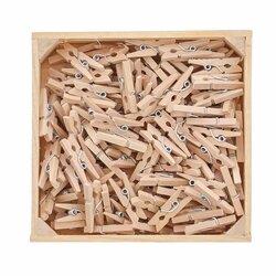 Doosje met 100 mini wasspeldjes natuur