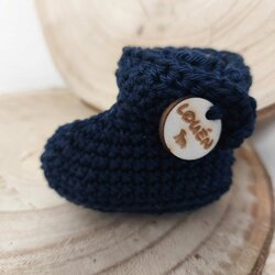 Gehaakt slofje marine blauw