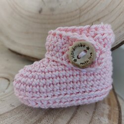 Gehaakt slofje baby rose