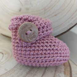 Gehaakt slofje oud rose