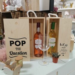 Houten wijnkist voor 2 fles met schuifdeksel
