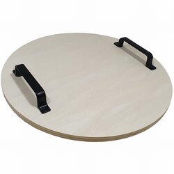 Houten rond dienblad met metalen handvaten incl graveren