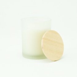 Luxe kaars wit met houten deksel