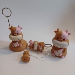 Set koe Roze ( fotoclip , clipje, slijper en gsm hanger)