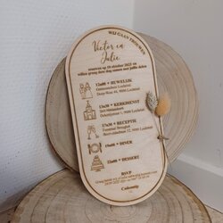 Trouwkaart Victor & Julie (hout)